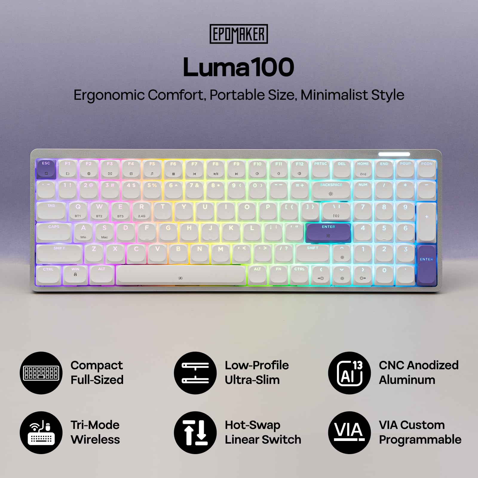 Amazon | EPOMAKER Luma100 ロープロファイルアルミ製メカニカル